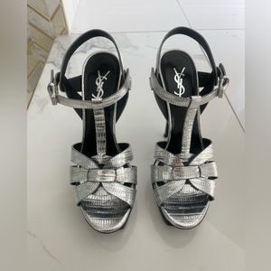 Saint Laurent tribute crocodile platform heel